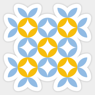 Light blue and yellow Eastern European folk art pattern Sticker